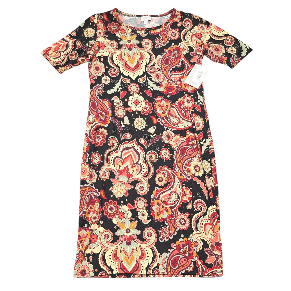 NEW LuLaRoe Julia Dress Medium Paisley Print Casual Short Sleeve Size M
